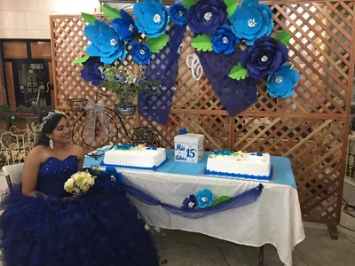 Decoración de quinceañera en azul (1)